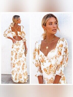 NWT Vici Singalong Floral Puff Sleeve Maxi Dress, Size Small